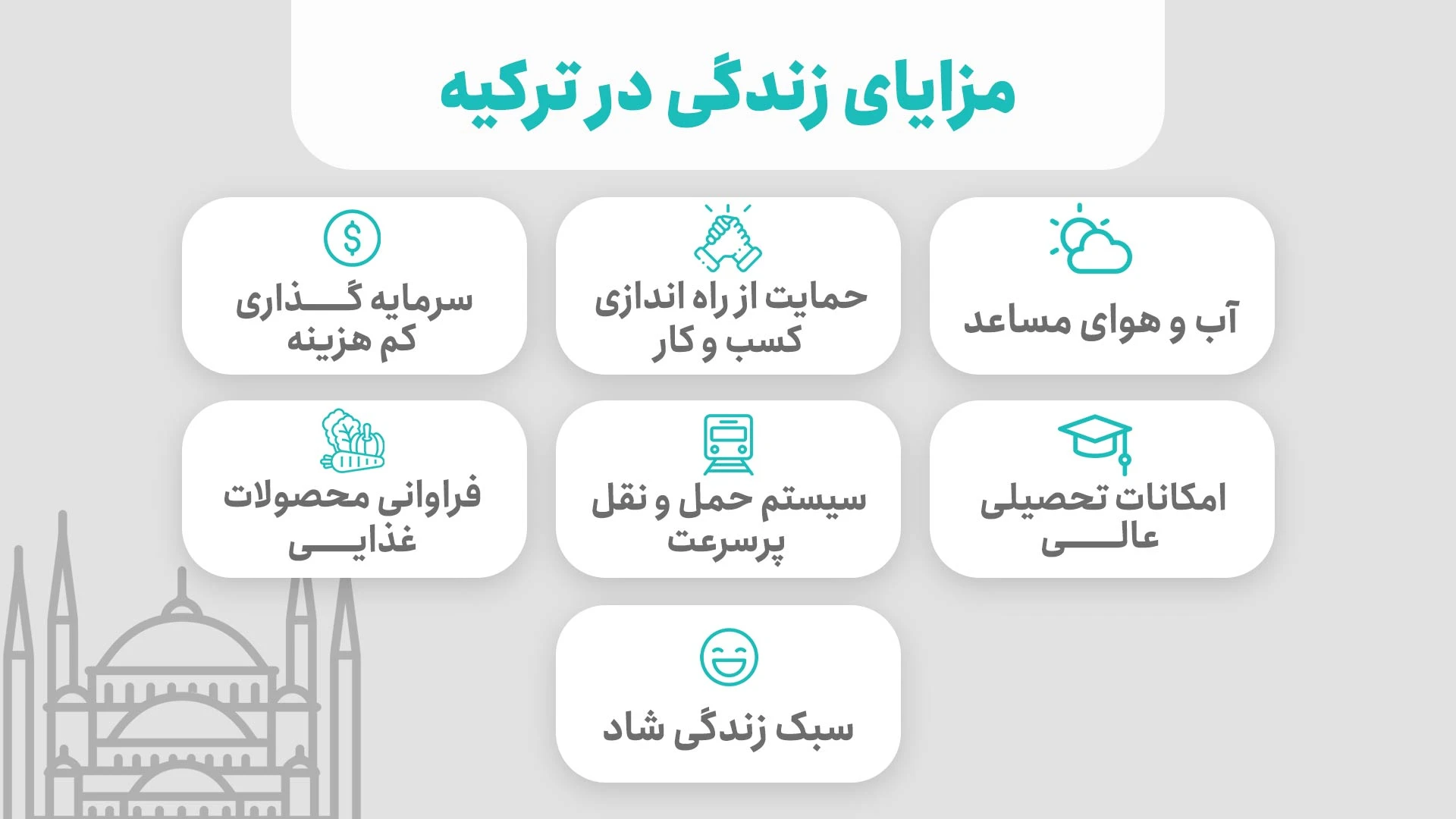 اینفوگرافی مزایا و معایب اقامت در ترکیه